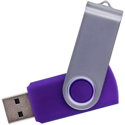 Флешка 64 ГБ фиолетовая purple medium c, металл и пластик soft-touch «ТВИСТ»