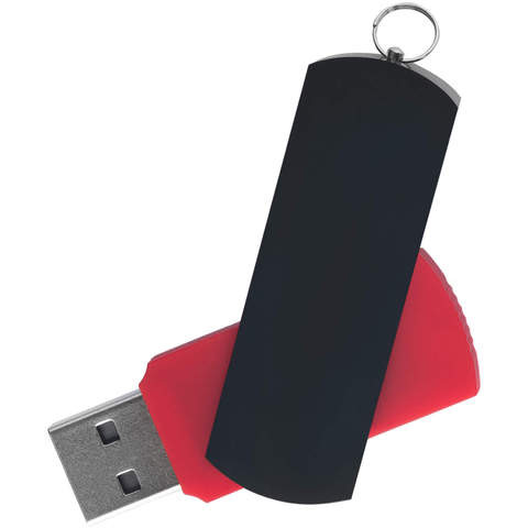 Красная с черным флешка 16 гб, металл и пластик soft-touch «ЕЛЕГАНКЕ-КОЛОР»