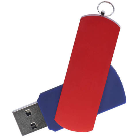 Флешка 8 ГБ темно-синяя с красным, металл и пластик soft-touch «ЕЛЕГАНКЕ-КОЛОР»