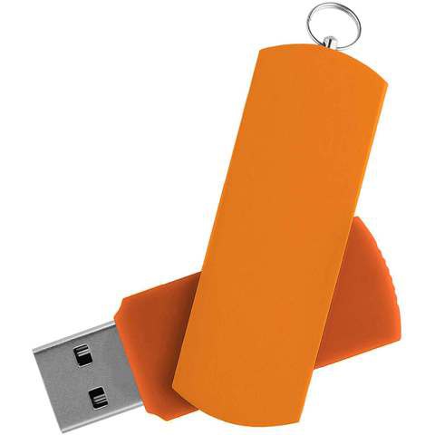 Флешка 32 ГБ оранжевая с оранжевым, металл и пластик soft-touch «ЕЛЕГАНКЕ-КОЛОР»
