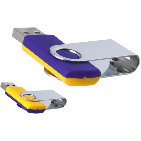 Флешка 16 ГБ желто-фиолетовая, металл и пластик soft-touch «ТВИСТ-МИКС»