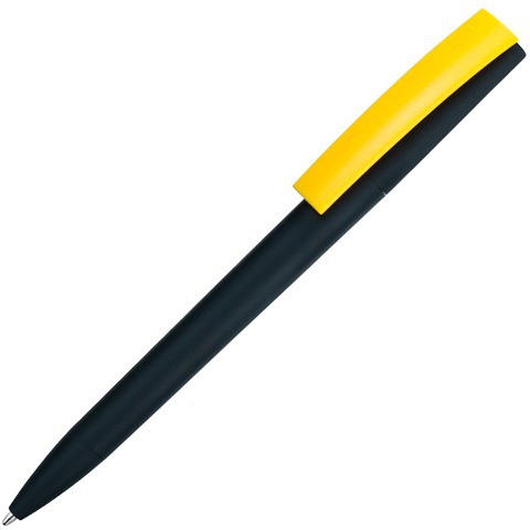 Ручка черная с желтым, пластик и soft-touch «ЗЕТА-СОФТ-МИКС»