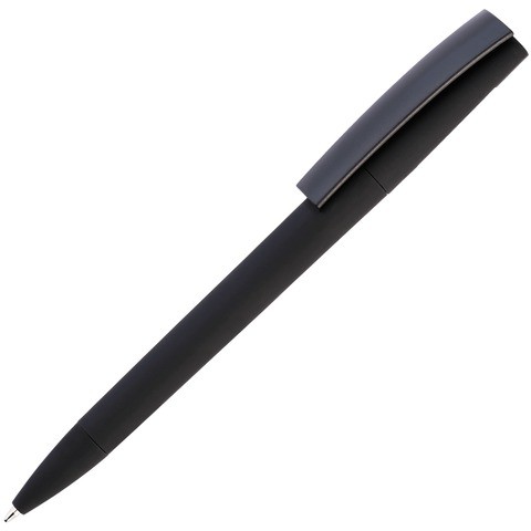 Черная полностью ручка, пластик и soft-touch «ЗЕТА-СОФТ»