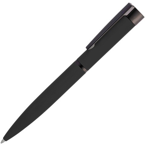 Ручка черная полностью, металл и soft-touch «ГРОМ-СОФТ-МИРРОР»