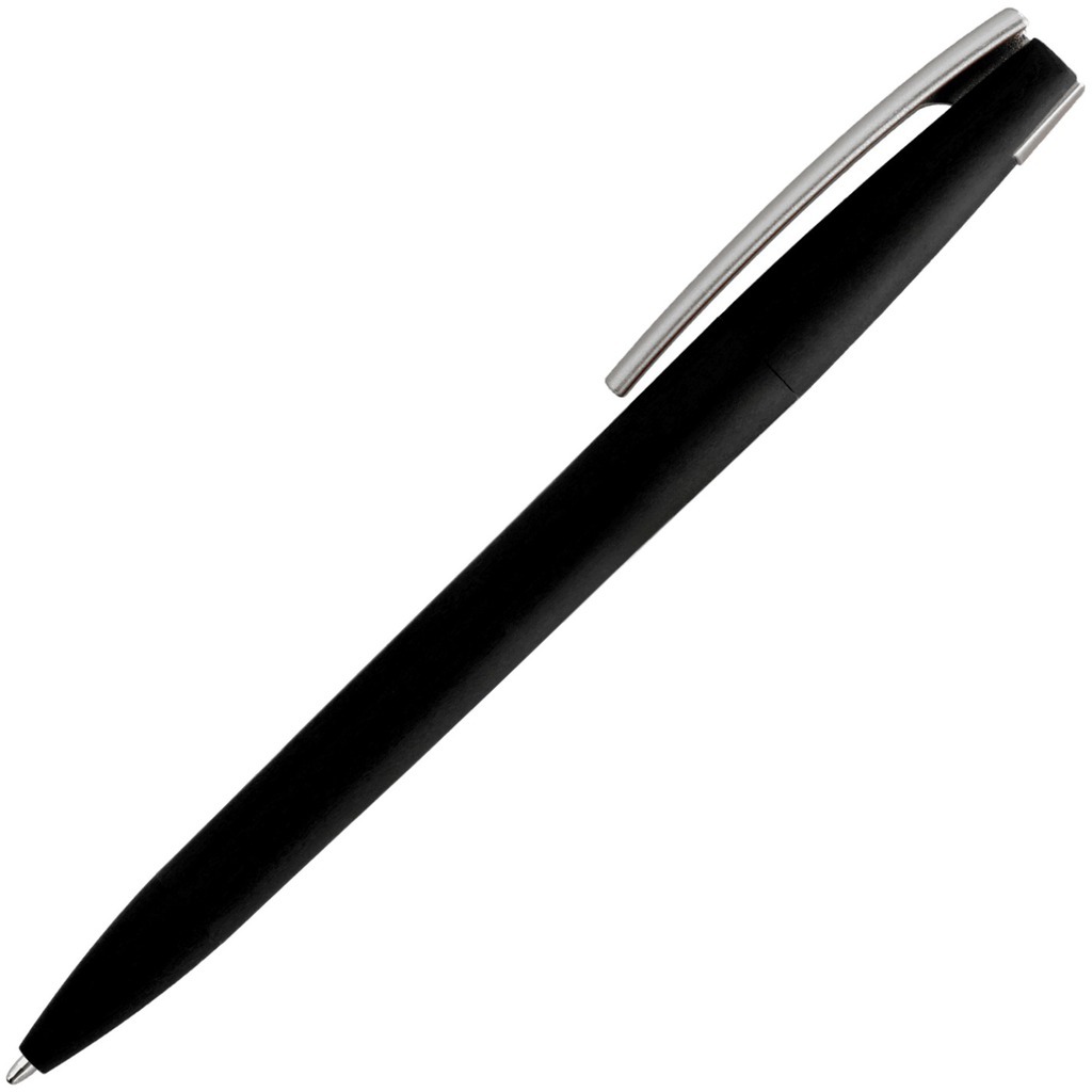 Картинка Ручка черная с серебристым, пластик и soft-touch «ЗЕТА-СОФТ-МИКС»