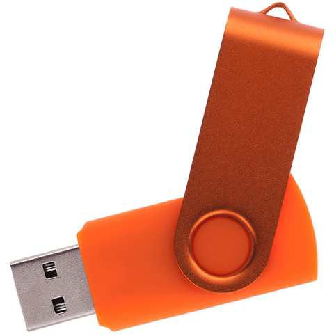 Оранжевая флешка 4 гб, металл и пластик soft-touch «ТВИСТ-КОЛОР»