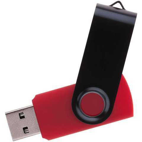 Красная с черным флешка 32 гб, металл и пластик soft-touch «ТВИСТ-КОЛОР-МИКС»